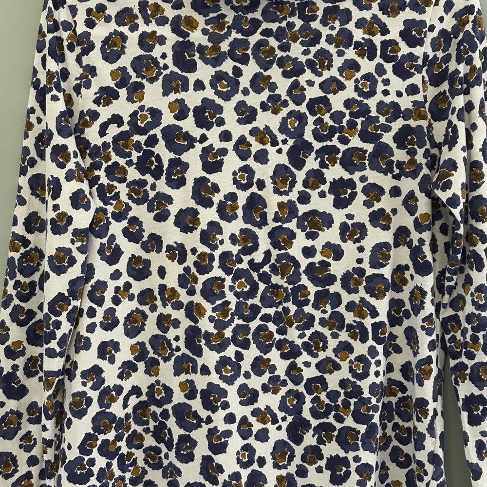 J.Crew Floral Leopard Print Turtleneck Top – XL – 100% Cotton - Picture 2 of 11